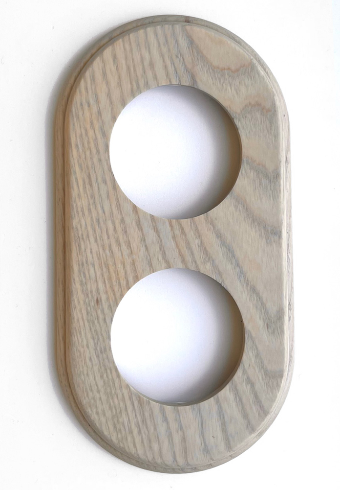 Socket outlet porcelain wood dove grey light 2-gang