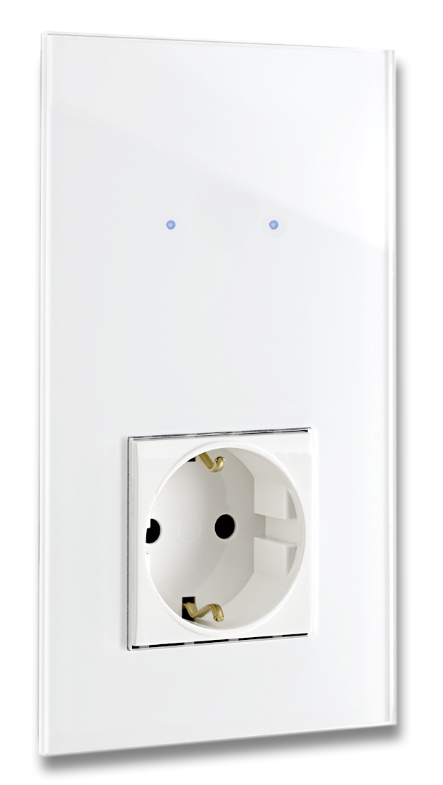 Touch Light Switch and Socket Combination. 230V Glass Look. NOVA