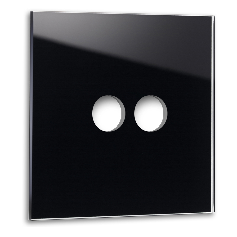 Glass-look cover for toggle switch CAMBRIDGE. 2-fold in black.