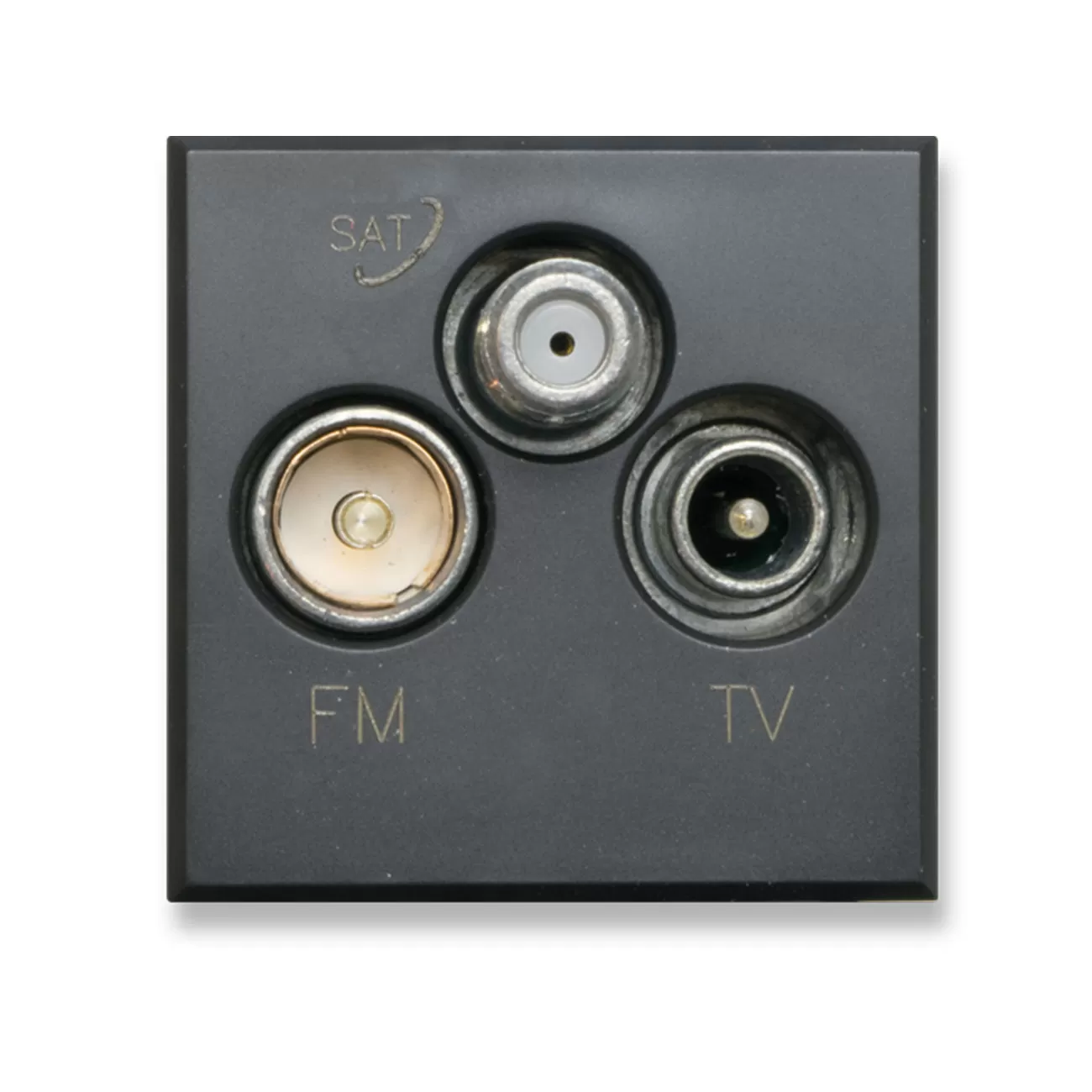 TV-FM/SAT connection box (3-gang). Junction box, without passage. Graphite-black. Matt.