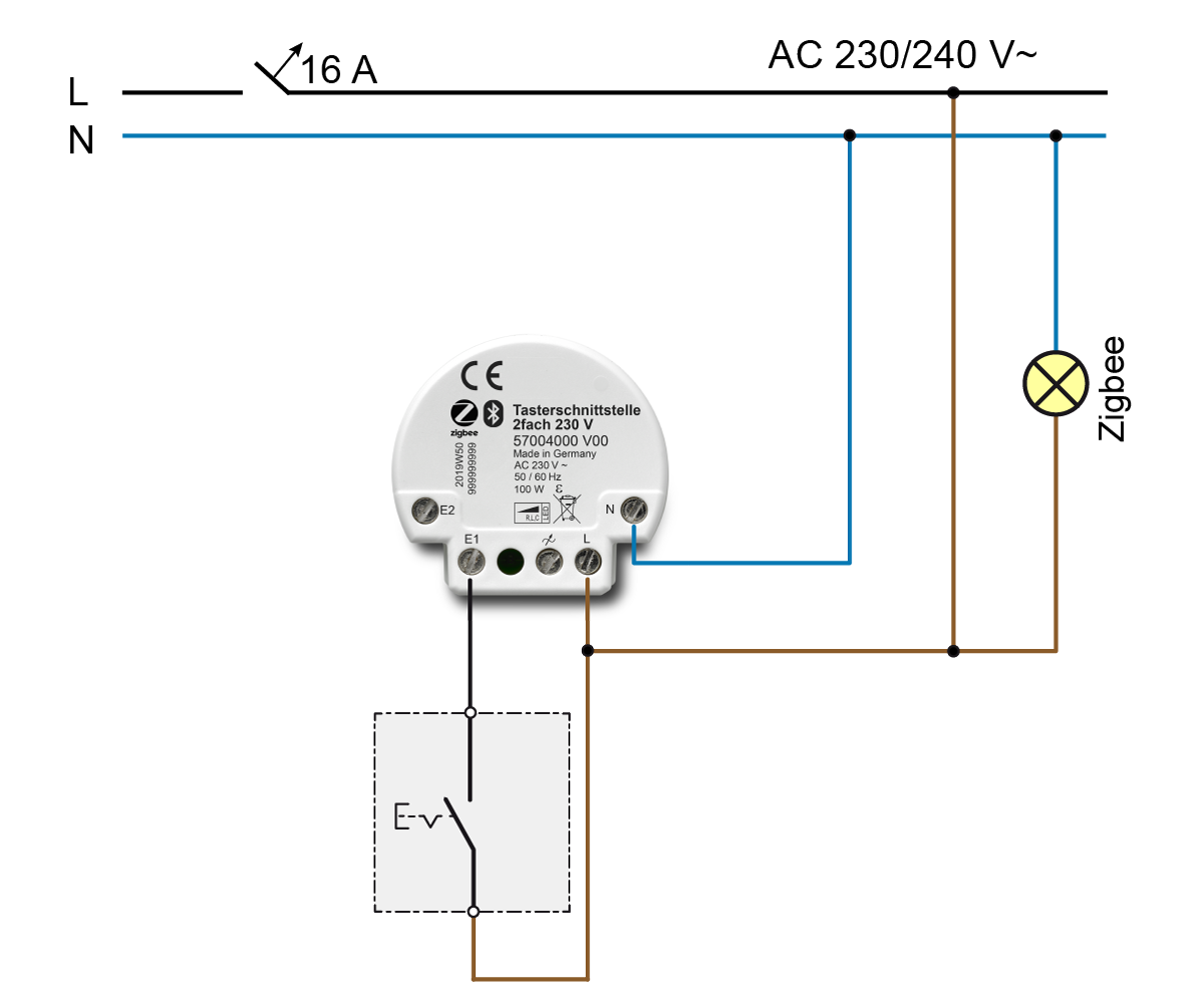 Momentary switch interface (radio transmitter): For connection to momentary switches. NEXENTRO Smart Home.