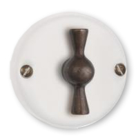 Porcelain switch insert rotary switch in bronze. On/Off toggle switch. Butterfly