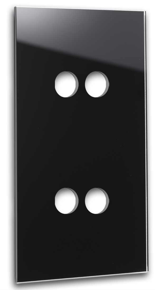 Glass-look cover for CAMBRIDGE rocker switch. 4 fold. Black.