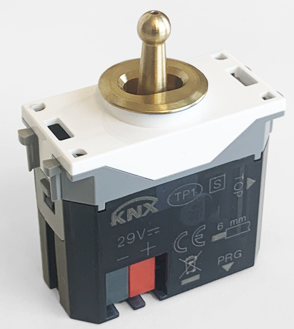 CAMBRIDGE KNX switch insert with toggle lever. Brass.