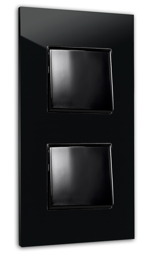 Lichtschalter Glas-Optik. 2-fach für 2 Wanddosen, schwarz. Wechselschalter MAXIM